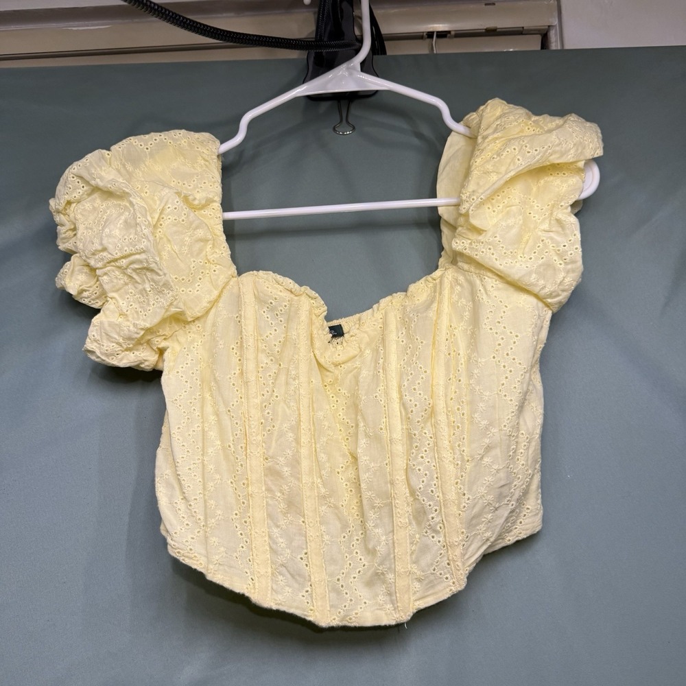 Wild Fable Cropped Top With Puff Sleeves White Fairycore Size Small Festival